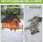 GUTINNEEN Large Heated Dog House Outdoor Insulated Weatherproof Dog Kennel with Heated Pad, Insulated All-Round Thermal Liner, Chew-Proof Strong Iron Frame Dog House for Dogs (Winter-Ready)