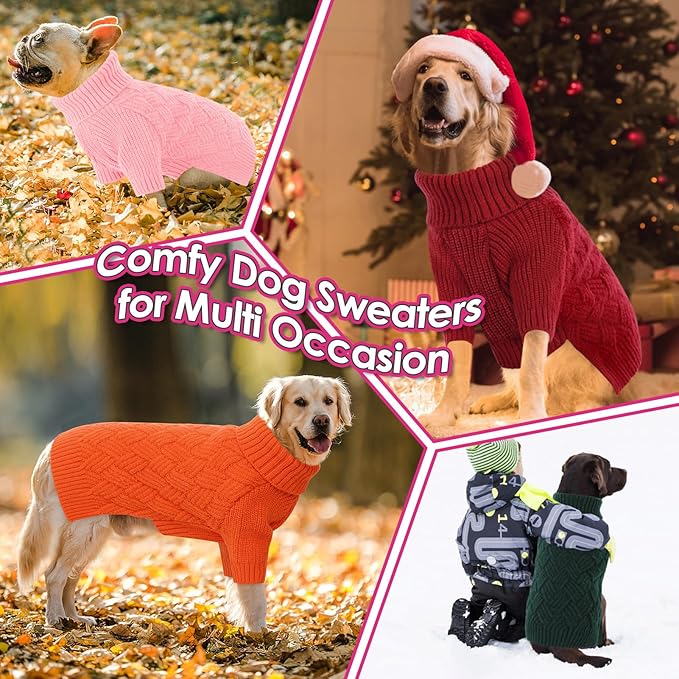 AOFITEE XL Dog Sweater, Dog Sweater Large Size Dogs, Large Dogs Sweaters for Female Male, Turtleneck Thick Warm Knitted Winter Fall Pet Sweatshirt Pullover, Solid Pet Christmas Sweaters, XLarge