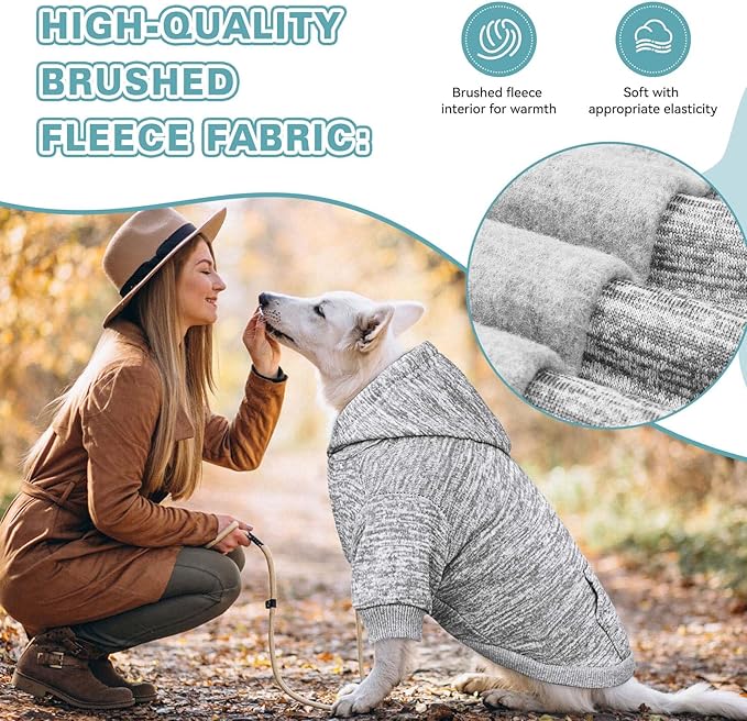 Dog Sweaters for Medium Dogs Dog Hoodie Fleece Dog Sweater Soft Dog Clothes Sweatshirt with Pocket Dog Hoodie for Medium Dogs(Grey&M)