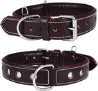 | Genuine Leather Dog Collar | Full Grain, Heavy Duty | Comfortable, Padded, Strong | Best for Pups, Small, Medium, Large & XL Breeds (Large (Fit Neck Size 18.5"-22.5"), Garnet)