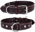 Genuine Leather Reflective Dog Collar | Stellar Series | Safe for Night Walking | Soft, Cushion Padding, Handmade | Best for Small, Medium, Large, XL (X-Large (Fit Neck Size 22"-26"), Garnet)
