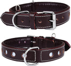 | Genuine Leather Dog Collar | Full Grain, Heavy Duty | Comfortable, Padded, Strong | Best for Pups, Small, Medium, Large & XL Breeds (Small (Fit Neck Size 11.5"-14.5"), Garnet)
