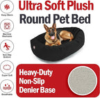 Majestic Pet 52 Inch Suede Calming Dog Bed Washable 52x35x11 (Inch) – Cozy Soft Round Donut Dog Bed with Spine Support for Dogs to Rest Their Head - Pet Bed X- Large – Black (2025)