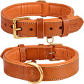 | Genuine Leather Dog Collar | Full Grain, Heavy Duty | Comfortable, Padded, Strong | Best for Pups, Small, Medium, Large & XL Breeds (X-Large (Fit Neck Size 22"-26"), Tangerine Orange)