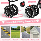 Double Pet Stroller for Dogs and Cats,Cat Strollers for 2 Cats,Double Dog Stroller for 2 Small Medium Dogs,4 Lockable Wheels/Lightweight/Folding,Pink