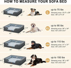 Orthopedic XXL Dog Beds, Waterproof Memory Foam Big Pet Bed for Extra Large Sized Dogs 53x42Inch, Non-Slip Bottom and Egg-Crate Foam Dog Couch Bed with Washable Removable Cover, Dark Grey