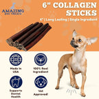 Amazing Dog Treats 6 Inch Collagen Stick - (10 Count) - Collagen Sticks for Dogs - No Hide Dog Bones