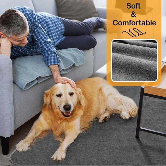 LOOBANI Non-Slip Washable Pee Pad for Dogs, 1 Pack Extra Large Reusable Dog Mat for Floor, Fast Absorbent Pet Whelping Pads, Puppy Playpen Mat for Incontinence, Housebreaking, Crate, 82x102in,Gray