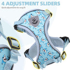 PUPTECK Cat Harness and Leash Set Escape Proof Reflective Cat Walking Harness Adjustable Soft Breathable Mesh Vest for Small Pets, Blue Sharks, S