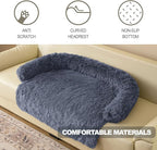 Calming Dogs/Cats Bed Mats, Dog Pad Washable Removable Couch Cover, Plush Long Fur Mat for Pets, Waterproof Lining, Perfect for Small, Medium and Large Dogs and Cats (Navy Blue, 45"x37")