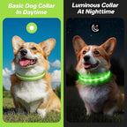 PcEoTllar Light Up Dog Collars, Led Dog Collar, Rechargeable, Night Walking, Waterproof, Glow in The Dark Dog Collars Light for Large Small Medium Dogs, Green s