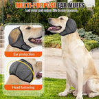 SlowTon Quiet Ears Dog Hoodie - 2 Pcs Ear Wrap Dog Ear Muffs Noise Protection, Anxiety Relief Dogs Hat Calming Hood Head Cover, Pet Headband Dogs Ear Protector for Grooming, Force Drying (Grey,L)