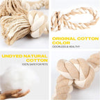 PetiFine Dog Rope Toys for Large/Medium Dogs, Chew Toys for Aggressive Chewers, Natural Cotton 3 Knots Interactive Tug of War Dog Pull Rope, Teeth Cleaning