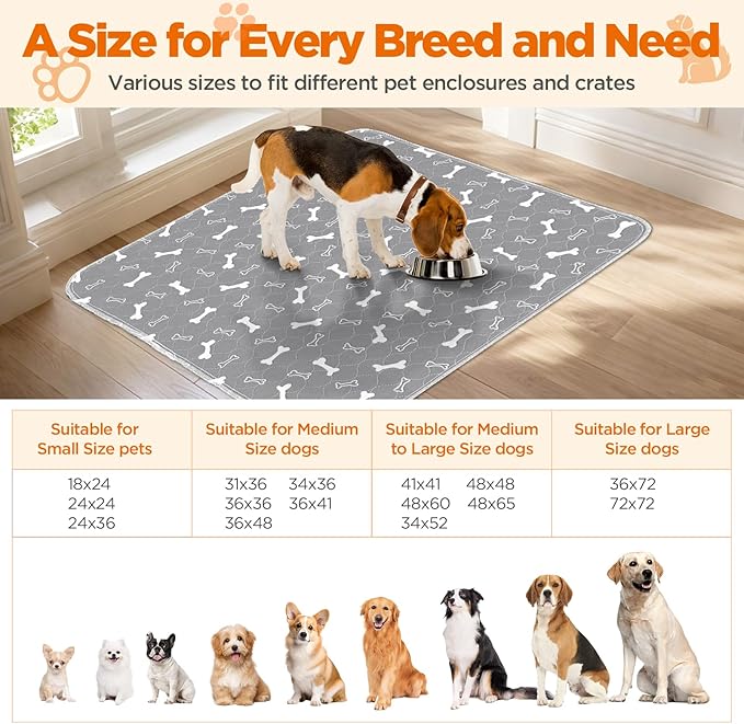 Washable Pee Pads for Dogs Large 54" x 54" 2-Pack Reusable Puppy Pads Pet Training Pads, Fast Absorb Dog Mats, Waterproof Whelping Pad, Non-Slip Protects Against Urine Leakage