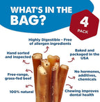 Best Bully Sticks Natural Jumbo Bully Sticks for Large Dogs - 6 Inch, 4 Count (Pack of 1) - 100% Free-Range Grass-Fed Beef, Single-Ingredient, Grain and Rawhide Free Long Lasting Dog Chews