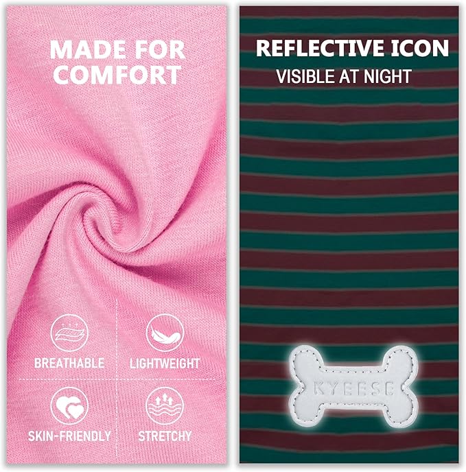KYEESE 2Pack Dog Shirts Striped T Shirt Soft Tee for Small Dogs Cotton Tank Top Clothes Lightweight Sleeveless Dog Vest, X-Large,Pink+Striped