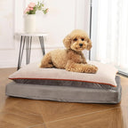 Amazon Basics Dog Bed with Cooling Gel Memory Foam, Pressure-Relief Support for Dogs up to 50lbs, Non-Slip Bottom, Machine Washable Cover, Large Sized (36" x 27"), Grey