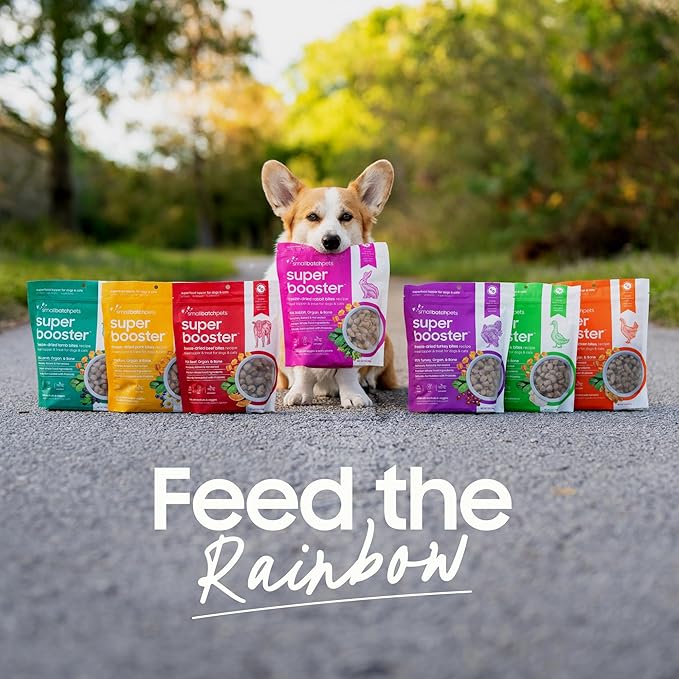 smallbatch Freeze Dried Dog Treats, Superfood Food Topper Beef Bites for Dogs & Cats, Probiotics, Organic Ingredients, High Protein, Grain Free Healthy Treat Food Topper, Made in The USA, 7 oz Bag