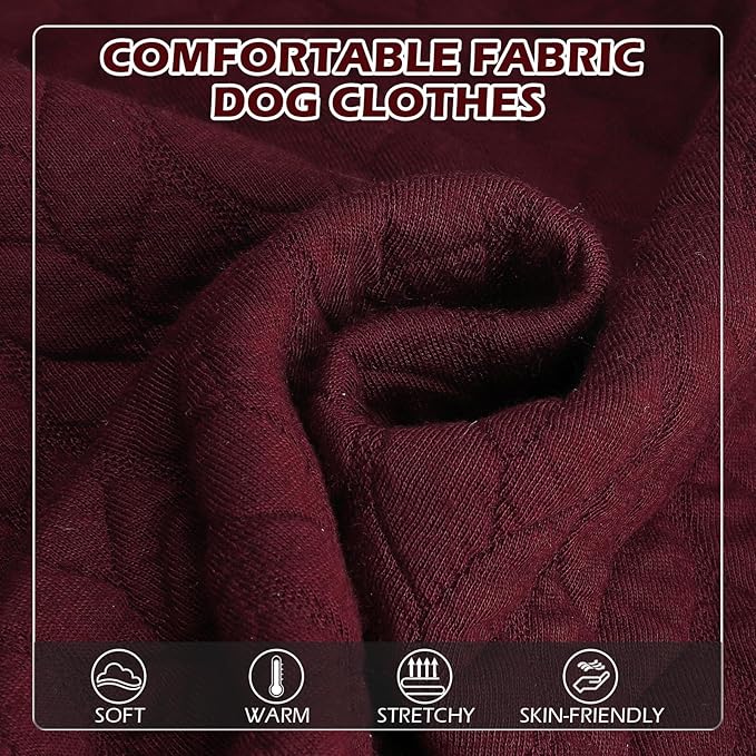 EXPAWLORER Textured Cable Knit Basic Dog Hoodie, Elevated Style Dog Sweater with Leash Hole and Pocket, Soft and Warm Pet Winter Coat, Cold Weather Clothes for Small Medium Large Dogs,Wine Red XL