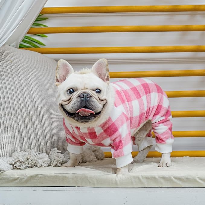 SCENEREAL Dog Pajamas for Medium Dogs Girl - Soft Warm Pet Sweater Clothes, Pink Puppy Onesie Outfits for Doggie Winter Christmas Thanksgiving - Dog Jammies Pjs