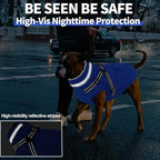 Dogcheer Dog Coat with Harness, Waterproof Warm Dog Winter Jacket with Pockets, Reflective Pet Fleece Jacket Turtleneck Snowsuit for Small Medium Large Dogs - Blue, XS