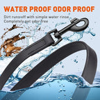 Dogline Biothane Waterproof Dog Leash Strong Coated Nylon Webbing with Black Hardware Odor-Proof Easy to Clean High Performance for Small or Large Dogs Made in USA 4 or 6 ft Lead, Black