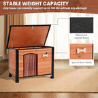 Outdoor Dog House, Small Wooden Dog House with Anti Bite Iron Frame Weatherproof Finish Outside Paw Print Dog Crate for Small and Medium Dogs,Orange