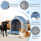 Dog House Outdoor Indoor, Weatherproof Insulated Dog House with Elevated Floor and Air Vents for Small to Medium Dogs,Easy Clean and Assemble (Blue1, 32.95" L×31.5" W×37.88" H)