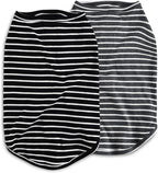 Koneseve Dog Shirt Vest Lightweight Stretchy Dog T-Shirts Soft Cool Sleeveless Stripe Vests Breathable Clothes for Puppy Kitty Cats Small Medium Large Dogs 2 Pack Black + Grey [ 5XL ]