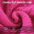 Queenmore Large Dog Sweater, Dog Sweaters for Large Dogs Girl or Boy, Large Dog Christmas Sweater, Winter Puppy Doggie Sweatshirt Knitwear, Pet Chunky Warm Coat for Small Medium Size Dogs, Fuchsia L