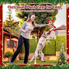 Christmas Dog Toys Tough Chew Toys for Large Dogs, Stuffed Reindeer Dog Toy with 5 Squeakers & Crinkle Paper, Squeaky Interactive Plush Toy to Keep Them Busy, Dog Gifts for Small Medium Large Dogs