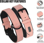 Didog Soft Padded PU Leather Dog Collar, Breathable and Adjustable Pink Dog Collars for Medium Dogs, Comfortable for Daily Walk, Pink, L Fit Neck 13-17"(22-44 lbs)