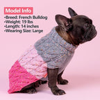 KYEESE Dog Sweater Color Block with Fuzzy Thread Knitted Turtleneck Dog Knitwear with dots in a Variety of Colors for Medium Dogs Fall Winter Dogs Clothes, Pink, XXL