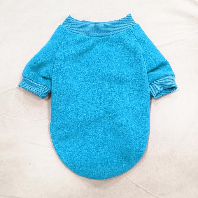 Idepet Dog Fleece Sweater, Small Dogs Shirt Pullover Sweatshirt Pet Dog Clothes Soft Puppy Sweater Warm Winter Shirt Classic Cat Apparel for Small Dogs and Cats (Medium, Blue)