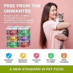 Pure Cravings Chicken Recipe in Broth, Shredded Wet Cat Food, Variety Flavor Pack: Chicken, Lamb, Duck, Beef; Grain-Free Protein, Non-GMO