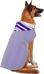 Dog Raincoat for Medium Dogs Puppies Waterproof Hooded Rain Jacket with Reflective Strips Leash Hole & Poncho Adjustable Fit (Bluestripe,L)