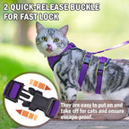 PUPTECK Cat Harness and Leash Set Escape Proof for Walking, Breathable Mash Vest Adjustable Harness for Cats Puppy Small Animals, Reflective at Night, Purple Medium
