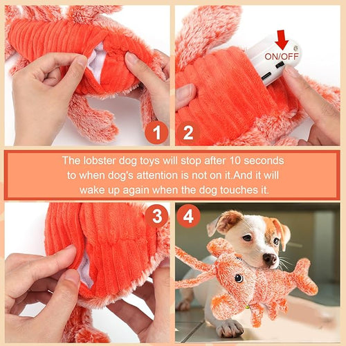 BABORUI Dog Toys, Interactive Dog Toys to Keep Them Busy, Wiggly Lobster Dog Toy for Boredom, Rechargeable Moving Dog Chew Toys for Small/Medium/Large Dogs/Puppy Toys