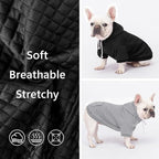 2 Pack Dog Hoodie Sweaters for Small Medium Dogs Warm Dog Clothes for Large Dogs Soft Waffle-Like Laminated Sweatshirt Bulldog (Black+Grey, L (Back: 19",Chest: 28", Neck: 17.5"))
