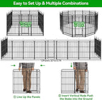 Square Steel Pipe Dog Fence Outdoor 12 Piece Panels 47" Height Anti-Rust Heavy Duty Dog Playpen with Doors Portable for Yard RV Camping, Total 27FT, 57 Sq.ft, Snowy Black