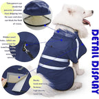 Dog Raincoat, Adjustable Rain Jacket with Hooded Double Layer for Large Medium Small Dogs Puppies, Lightweight Waterproof Rain Coat Poncho with Reflective Stripe Navy,XL
