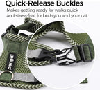 Cat Harness and Leash Escape Proof Extra Large Kitten Harness Maine Coon Cat Vest for Walking Travel, Dark Green, XXL