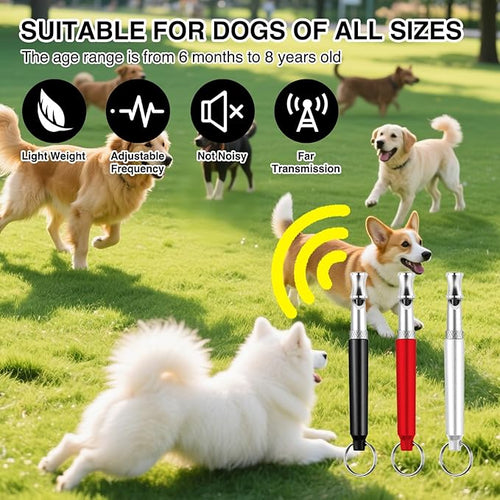 3 Pcs Dog Whistle to Stop Barking with Lanyard, Dog Whistle Training(Black White red)