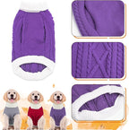 Small Dog Sweaters with Leash Hole Turtleneck Dog Sweaters Knitwear Boys Girls Warm Soft and High Stretch Pet Clothes for Fall Winter，Pet Shirts for Kitten Puppy Purple Medium