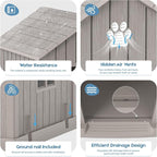 Dog House for Outdoor & Indoor Use with Window, Waterproof Ventilated Kennel with Elevated Floor, Easy to Clean Shelter for Small Medium Dogs (Grey, 29.9" L x 32.3" W x 32.5" H)