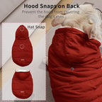 Fleece Lining Extra Warm Dog Hoodie in Winter for Large Dogs Jacket Pet Coats with Hooded,Red XL