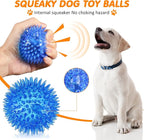Yunsailing 24 Pack Squeaky Dog Toys Balls 2.56'' Spiky Dog Balls Floating Pool TPR Puppy Fetch Chew Toy for Small Medium Doggy Aggressive Chewers Clean Teeth Training(Blue, Green, Orange)