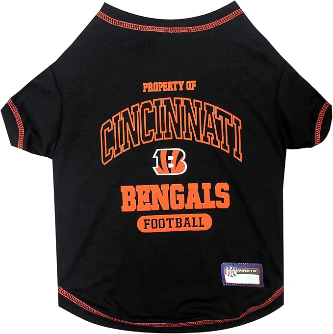 NFL Cincinnati Bengals Dog T-shirt Medium. - Licensed Shirt for Pets Team Colored with Team Logos- Premium Stretchable Materials for the comfort of your Dog & Cat