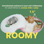 CATTASAURUS Peekaboo Cat Cave for Multiple & Large Cats Up to 30-45 Lbs, Fluffy Cat Beds for Indoor Cats, Scratch Detachable & Washable Tunnel Bed, Comfy Donut Cave (Pink, Large (Calming))