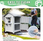 Insulated Outdoor Cat Houses - Waterproof 2 Story Cat House for Outside with Escape Door for Winter，Elevated Outdoor Cat House for Feral Stray Barn Cat Kitty